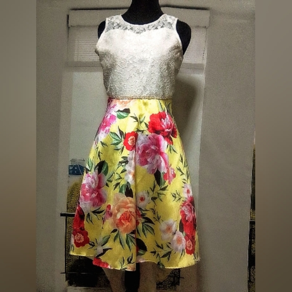 Rare Editions Floral Dress - White and Yellow